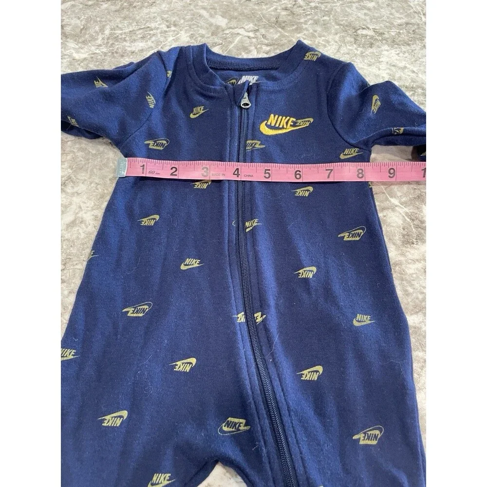 Nike Baby Logo Allover Print Long Sleeve Footed One Piece Pajama Size 3 Months - Picture 8 of 10
